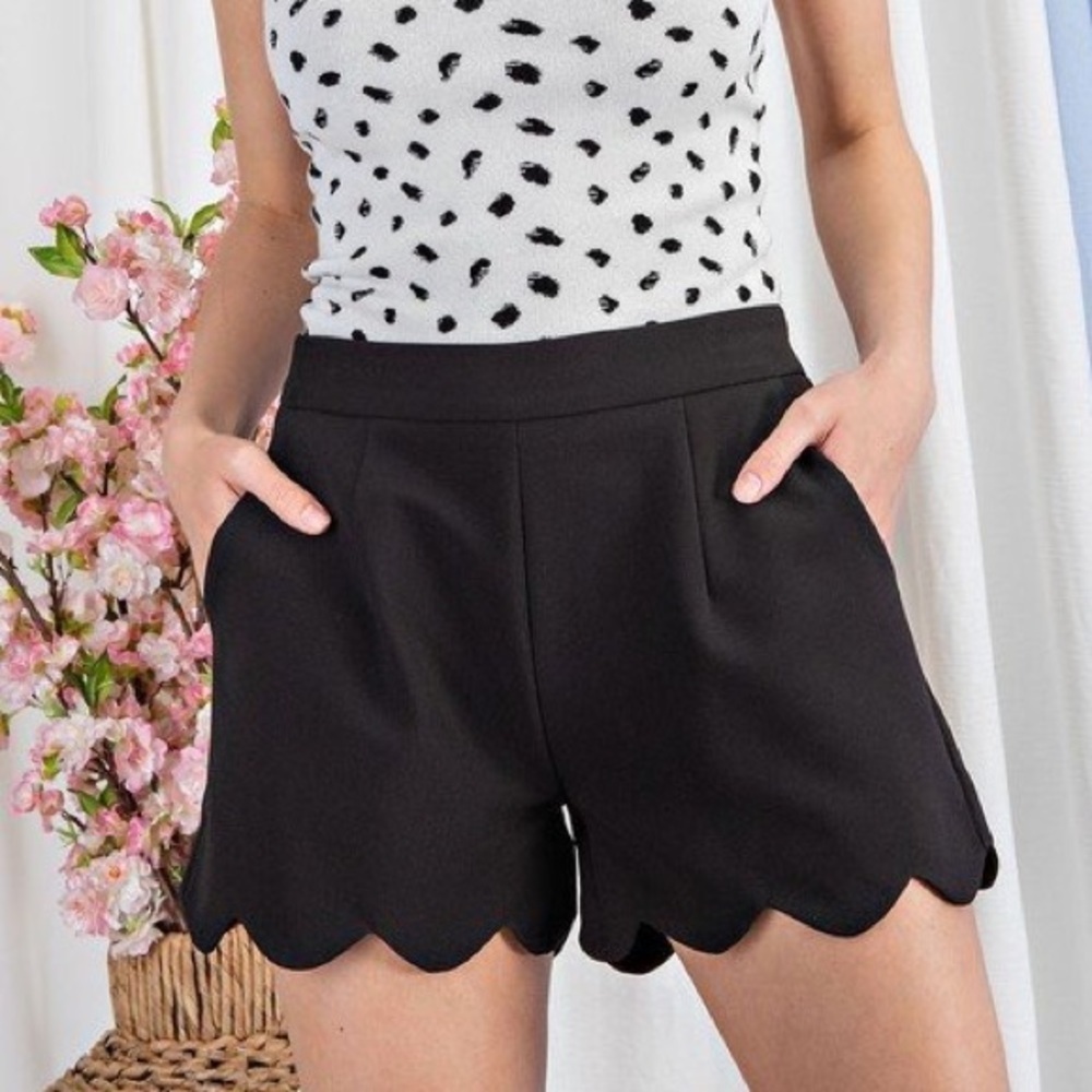 Black Scallop Shorts